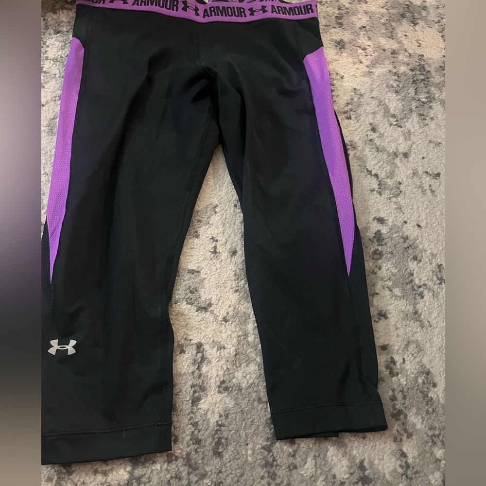 Under Armour Black and Purple Performance Leggings